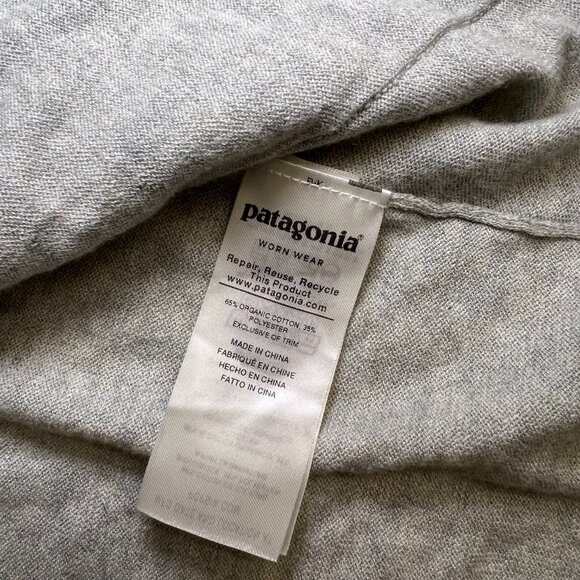 Patagonia Worn Wear Grey/Gray Organic Cotton Cardigan Sweater Large - Picture 8 of 13